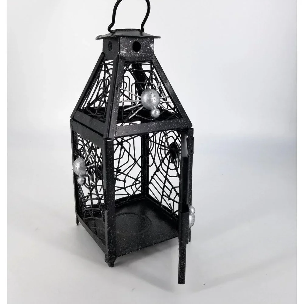 Spider Web Lantern Candle Holder Black Metal Halloween Home Decor Gothic 8